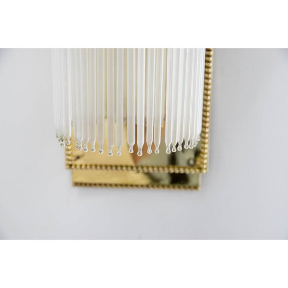 Image 1 of Vintage Art Nouveau brass and crystal wall lamp, 1910s