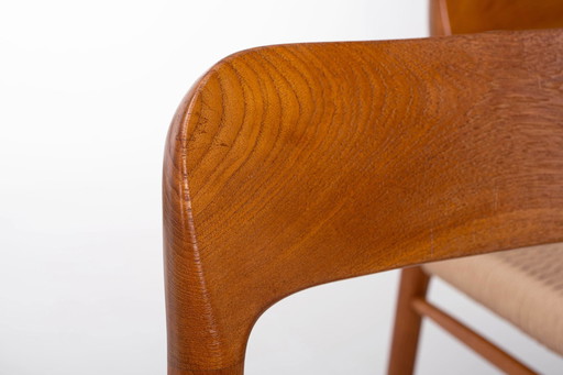 Teak Papercord Dining Chairs by Niels O. Møller for J.L. Møllers, 1960s, Set of 8