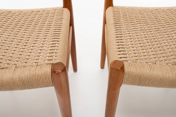 Image 1 of Teak Papercord Dining Chairs by Niels O. Møller for J.L. Møllers, 1960s, Set of 8