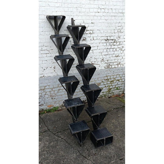 Image 1 of Vintage wooden staircase with Pirelli rubber tiles by Jules Wabbes Belgium