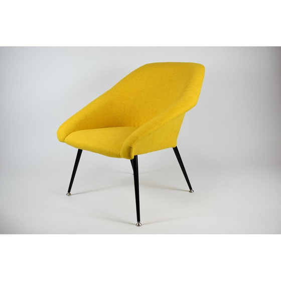 Image 1 of Vintage armchair Coquille in yellow fabric 1960 