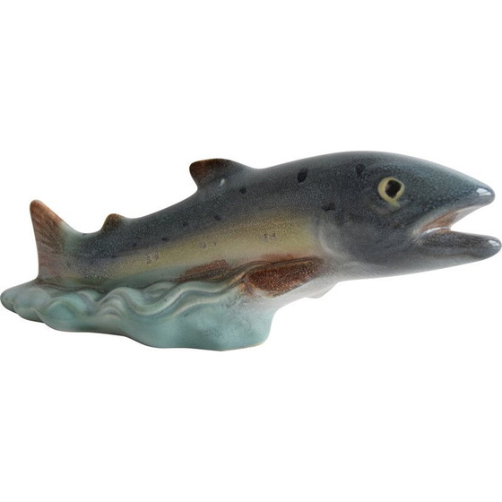 Image 1 of Art Deco vintage sculpture Trout by Ditmar Urbach Znojmo factory, Czechoslovakia 1940s