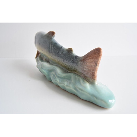 Image 1 of Art Deco vintage sculpture Trout by Ditmar Urbach Znojmo factory, Czechoslovakia 1940s