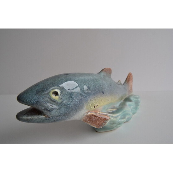 Image 1 of Art Deco vintage sculpture Trout by Ditmar Urbach Znojmo factory, Czechoslovakia 1940s