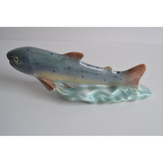 Image 1 of Art Deco vintage sculpture Trout by Ditmar Urbach Znojmo factory, Czechoslovakia 1940s