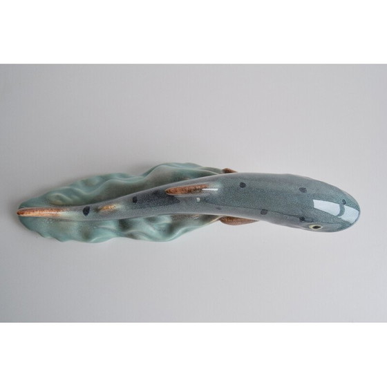 Image 1 of Art Deco vintage sculpture Trout by Ditmar Urbach Znojmo factory, Czechoslovakia 1940s