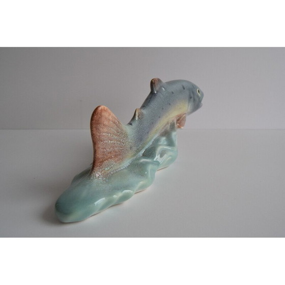 Image 1 of Art Deco vintage sculpture Trout by Ditmar Urbach Znojmo factory, Czechoslovakia 1940s