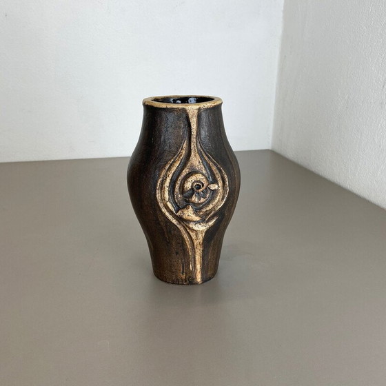Image 1 of Vintage abstract "Brutalist" stoneware vase by Gerhard Liebenthron, Germany 1980s