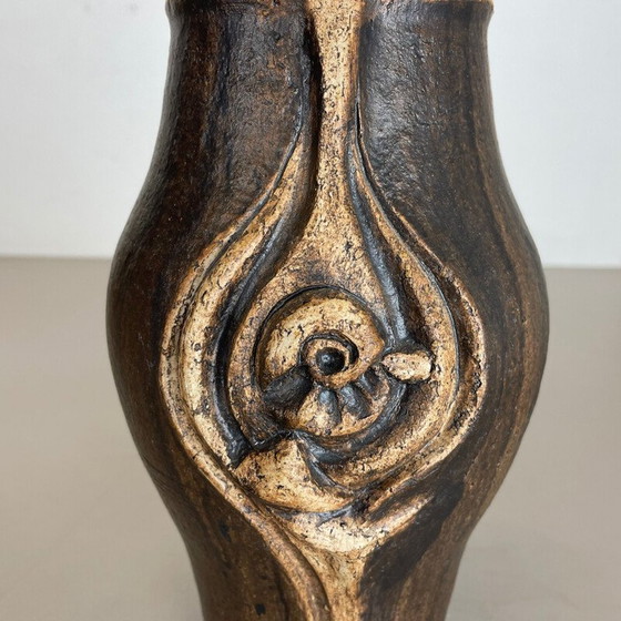 Image 1 of Vintage abstract "Brutalist" stoneware vase by Gerhard Liebenthron, Germany 1980s