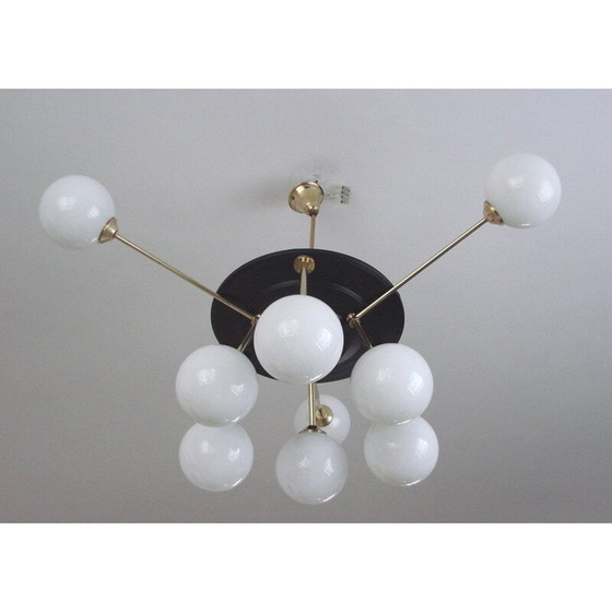Image 1 of Vintage brass and metal chandelier, 1960