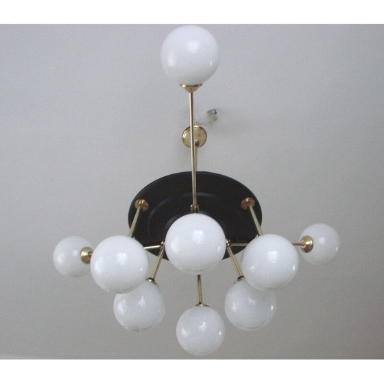 Image 1 of Vintage brass and metal chandelier, 1960