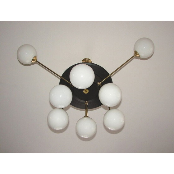 Image 1 of Vintage brass and metal chandelier, 1960
