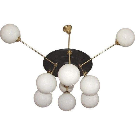 Image 1 of Vintage brass and metal chandelier, 1960