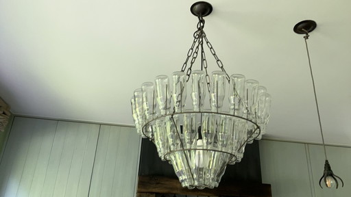 2x Iron Chandelier With 49 Glass Bottles