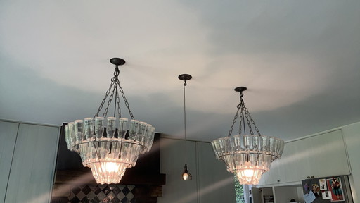 2x Iron Chandelier With 49 Glass Bottles