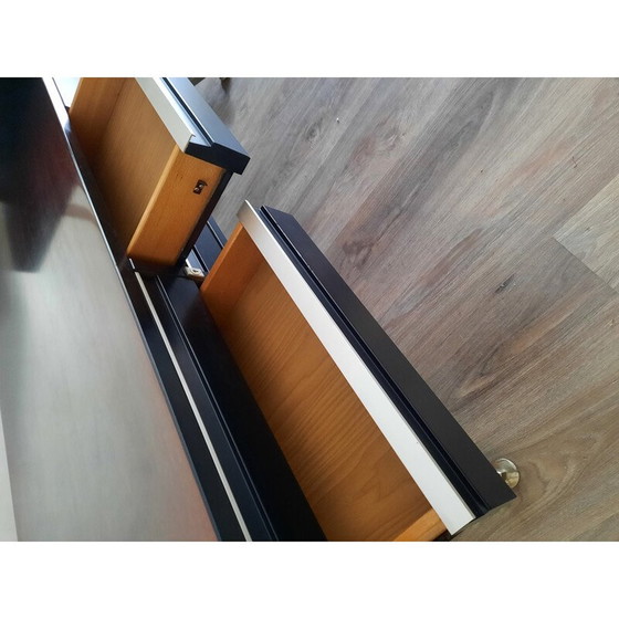 Image 1 of Executive desk, vintage mahogany and brushed metal for Abbondinterni, Italy 1970