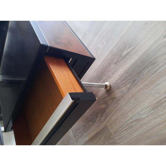 Image 1 of Executive desk, vintage mahogany and brushed metal for Abbondinterni, Italy 1970
