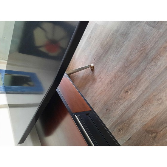 Image 1 of Executive desk, vintage mahogany and brushed metal for Abbondinterni, Italy 1970