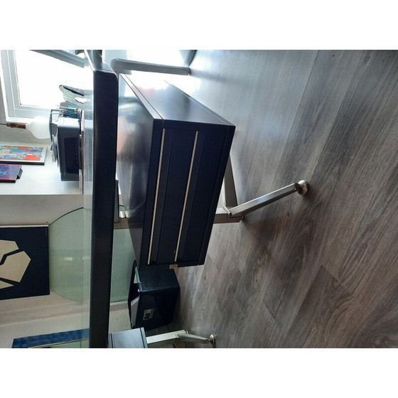 Image 1 of Executive desk, vintage mahogany and brushed metal for Abbondinterni, Italy 1970