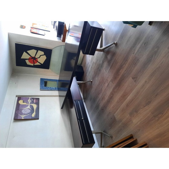 Image 1 of Executive desk, vintage mahogany and brushed metal for Abbondinterni, Italy 1970
