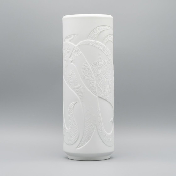 Image 1 of Rare Cuno Fischer Vase Duo H 34Cm Hutschenreuther Bisque Porcelain Animal Relief