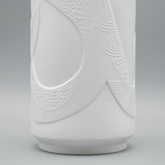 Image 1 of Rare Cuno Fischer Vase Duo H 34Cm Hutschenreuther Bisque Porcelain Animal Relief