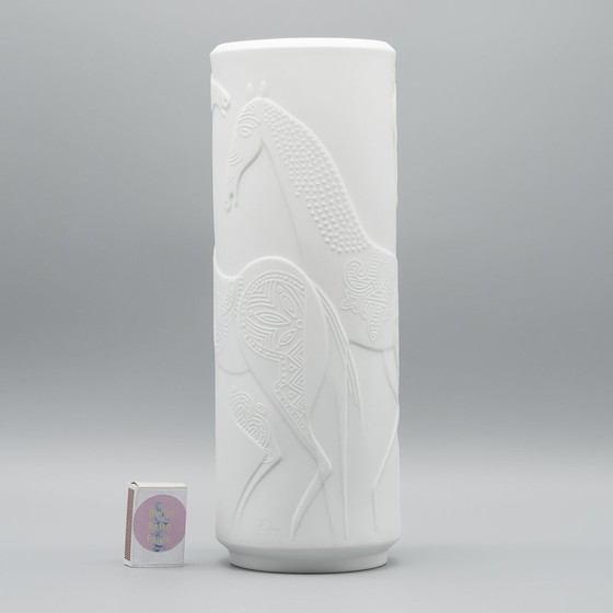 Image 1 of Rare Cuno Fischer Vase Duo H 34Cm Hutschenreuther Bisque Porcelain Animal Relief