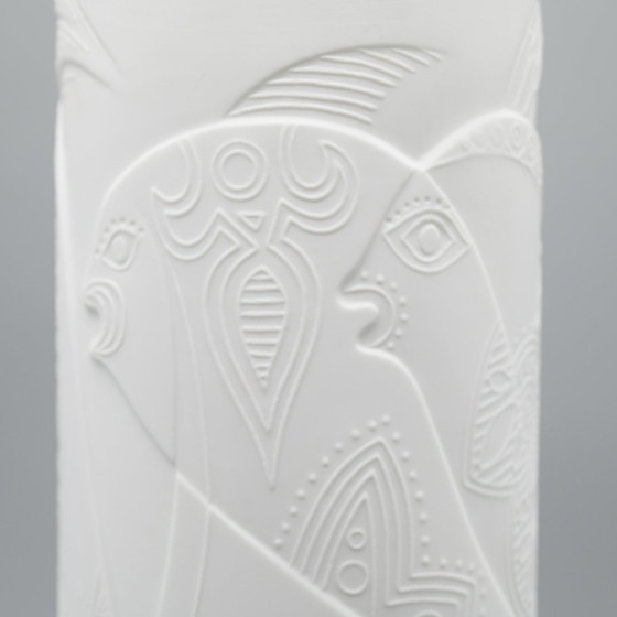 Image 1 of Rare Cuno Fischer Vase Duo H 34Cm Hutschenreuther Bisque Porcelain Animal Relief