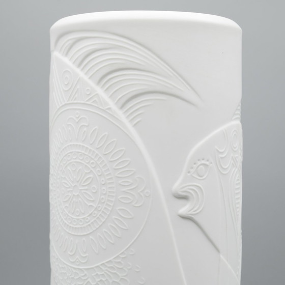 Image 1 of Rare Cuno Fischer Vase Duo H 34Cm Hutschenreuther Bisque Porcelain Animal Relief