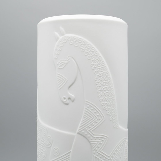 Image 1 of Rare Cuno Fischer Vase Duo H 34Cm Hutschenreuther Bisque Porcelain Animal Relief