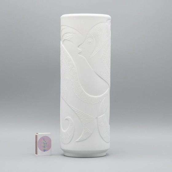 Image 1 of Rare Cuno Fischer Vase Duo H 34Cm Hutschenreuther Bisque Porcelain Animal Relief