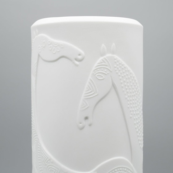 Image 1 of Rare Cuno Fischer Vase Duo H 34Cm Hutschenreuther Bisque Porcelain Animal Relief