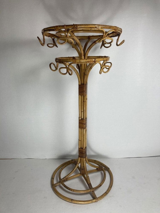 Image 1 of Bamboo & Rattan Coat Rack, 1960S