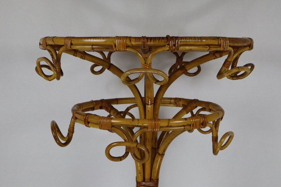 Image 1 of Bamboo & Rattan Coat Rack, 1960S