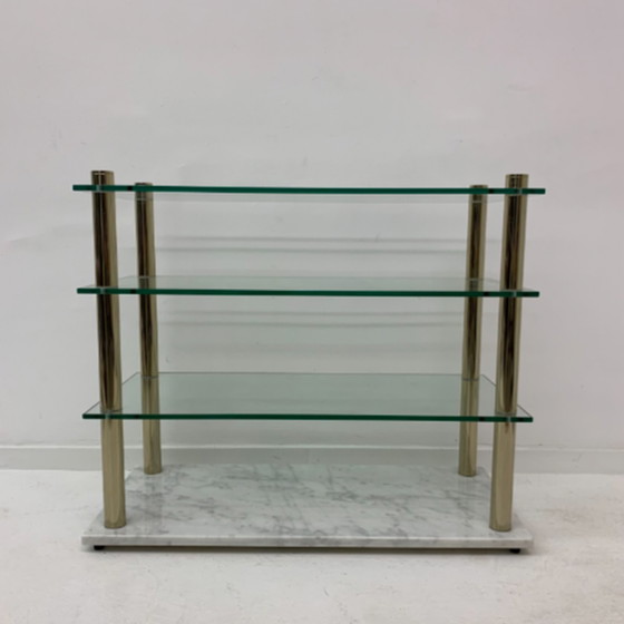 Image 1 of Hollywood regency marble and glass cabinet, 1970’s