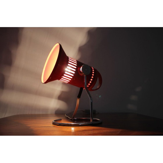 Image 1 of Lampada da tavolo vintage regolabile in metallo laccato rosso, Cecoslovacchia 1980