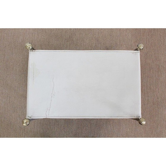 Image 1 of Sgabello vintage Curule in pelle bianca e acciaio