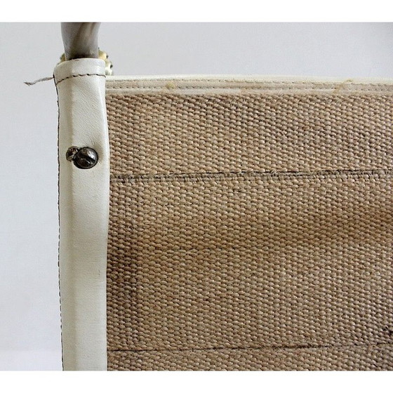 Image 1 of Sgabello vintage Curule in pelle bianca e acciaio