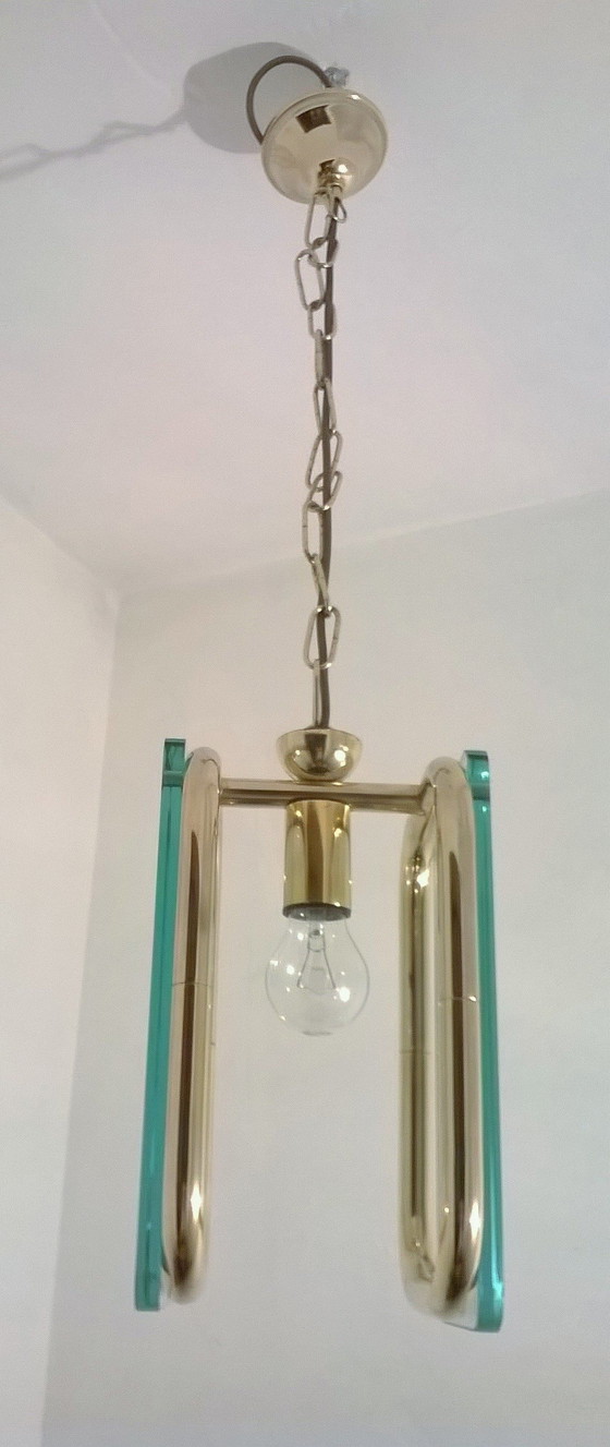 Image 1 of Lampada a sospensione in vetro italiano - anni '40