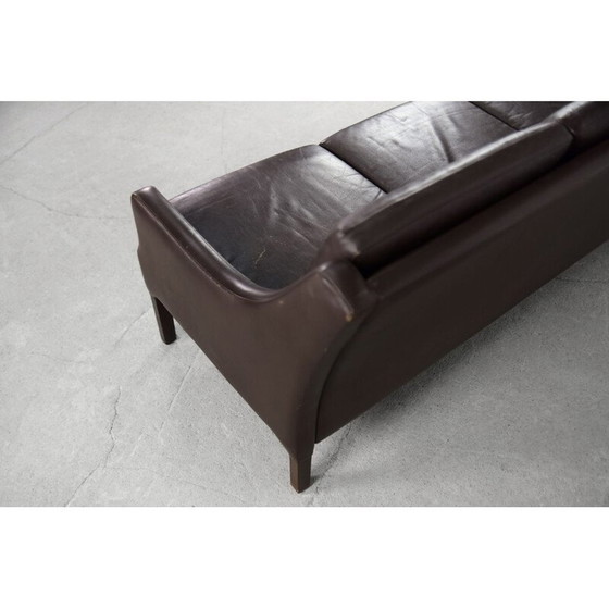 Image 1 of Mid-century Danish 3-seater chocolate leather sofa, 1960s