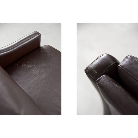 Image 1 of Mid-century Danish 3-seater chocolate leather sofa, 1960s