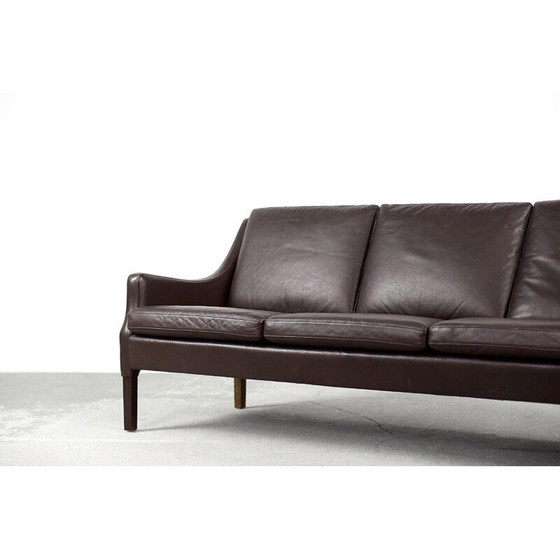 Image 1 of Mid-century Danish 3-seater chocolate leather sofa, 1960s