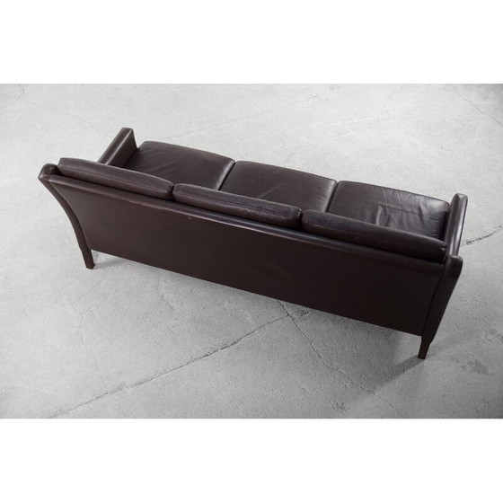 Image 1 of Mid-century Danish 3-seater chocolate leather sofa, 1960s