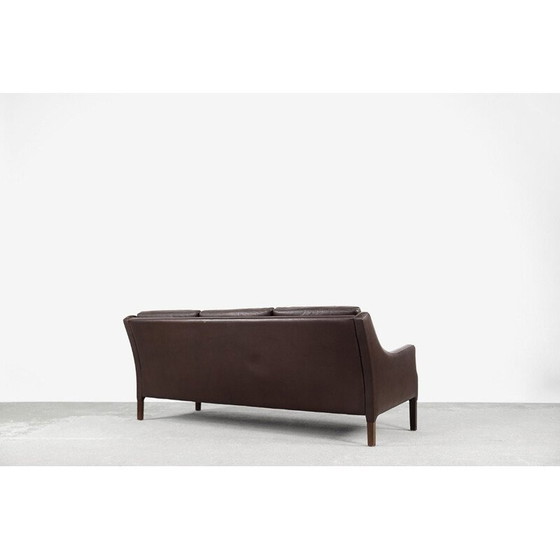 Image 1 of Mid-century Danish 3-seater chocolate leather sofa, 1960s