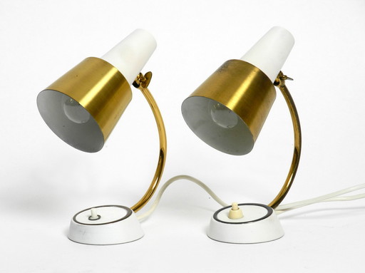 Two beautiful rare Mid Century brass bedside table lamps