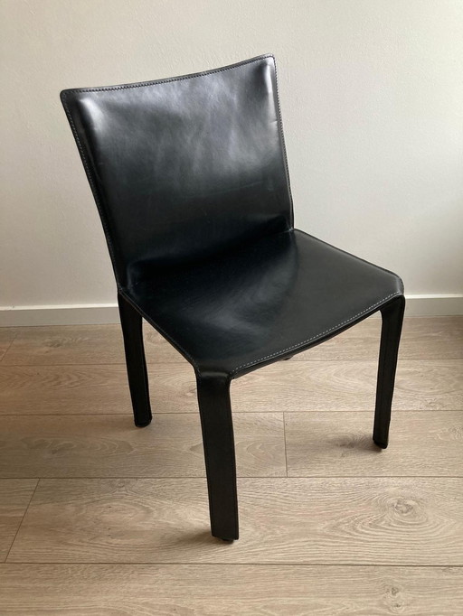 Cassina Cab 412 Black Leather Dining Chair