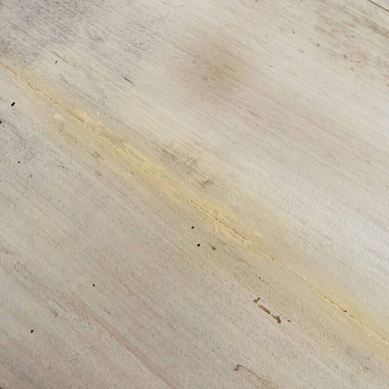 Image 1 of Vintage raw wood farm table with drawer