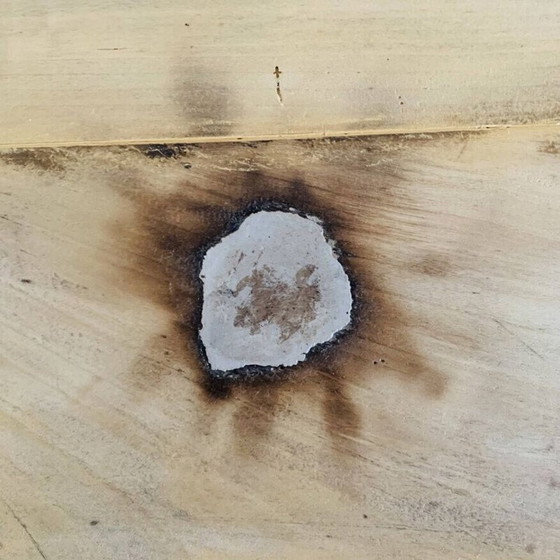 Image 1 of Vintage raw wood farm table with drawer