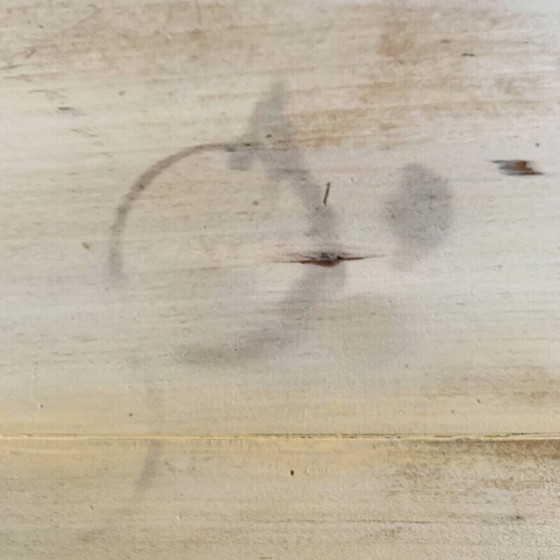 Image 1 of Vintage raw wood farm table with drawer