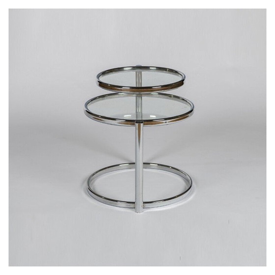 Image 1 of Vintage chrome and glass two-tier side table